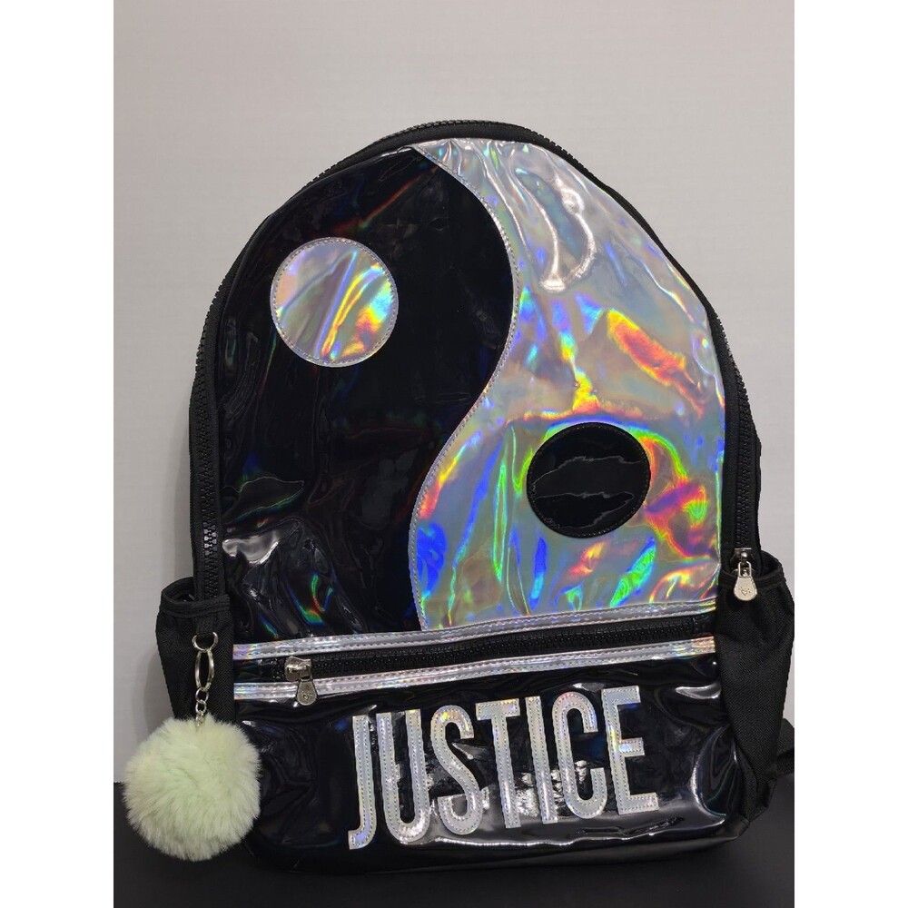 Justice Backpack Iridescent and Black with Yin and Yang Design NEW With Tags!